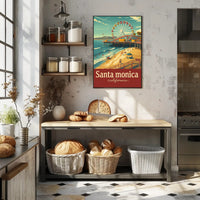 Santa Monica Pier Retro Travel Poster