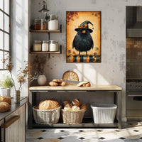 Black Bird Witch Halloween Autumn Whimsical Poster