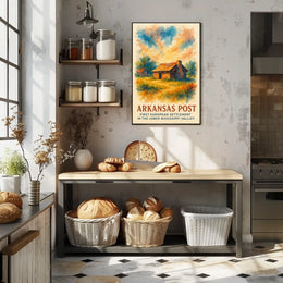 Arkansas Post Historic Settlement Watercolor Poster