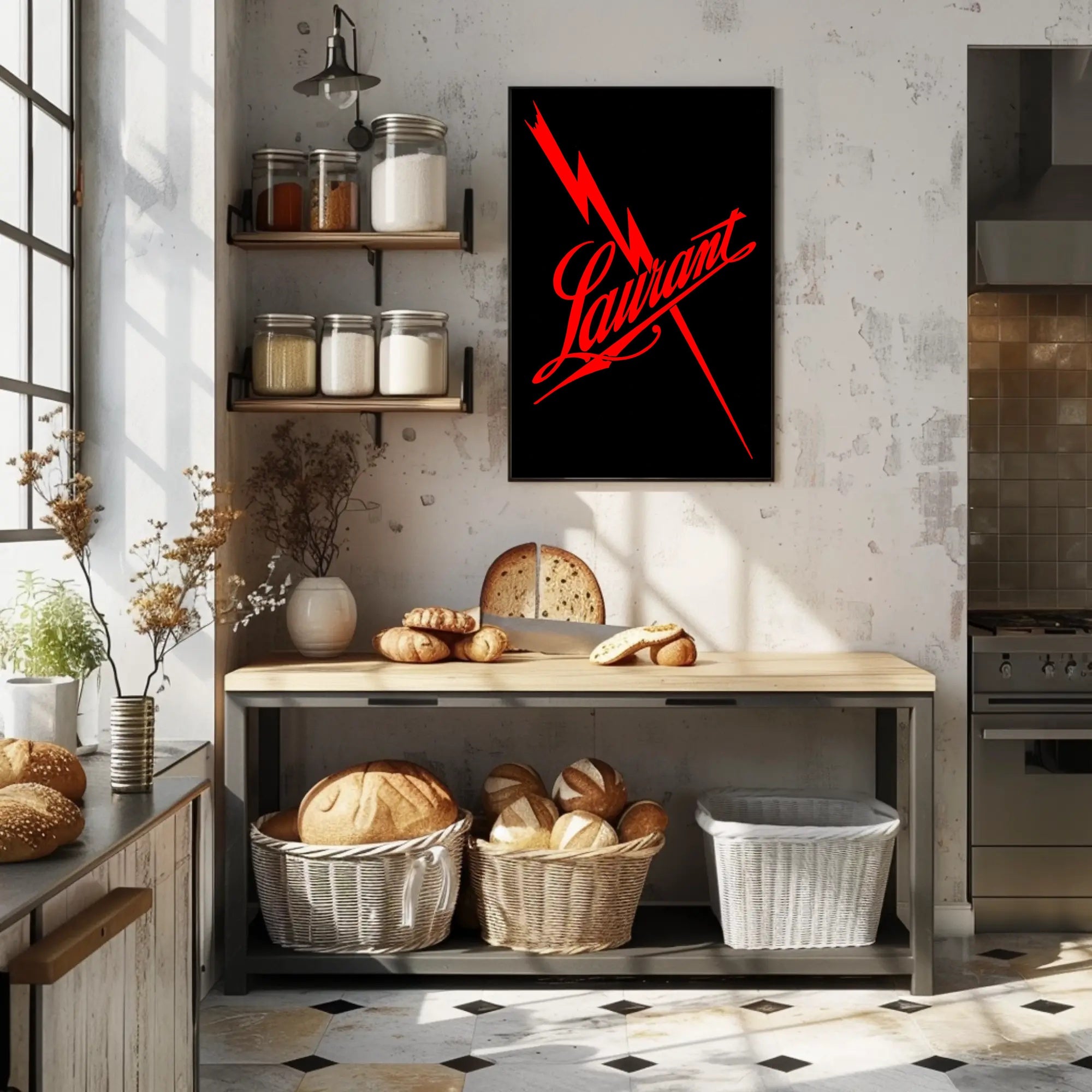 Laurant Energy Logo Bold Cursive Artistic Poster