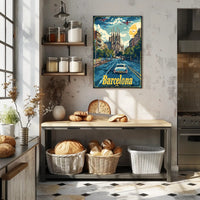 Barcelona Retro Travel Poster