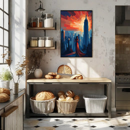 Art Deco New York Cityscape Poster Vintage Wall Art