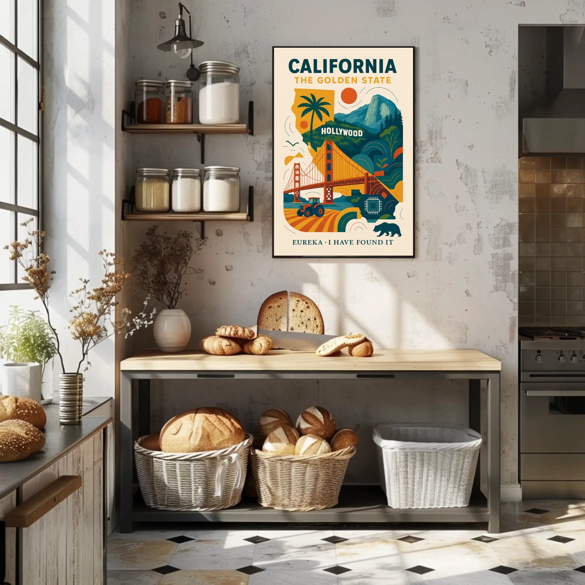 California The Golden State Wall Art Print PosterGoat
