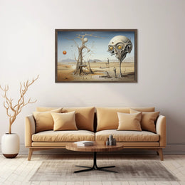 Surreal Desert Scene with Skull and Balloons Abstract Poster