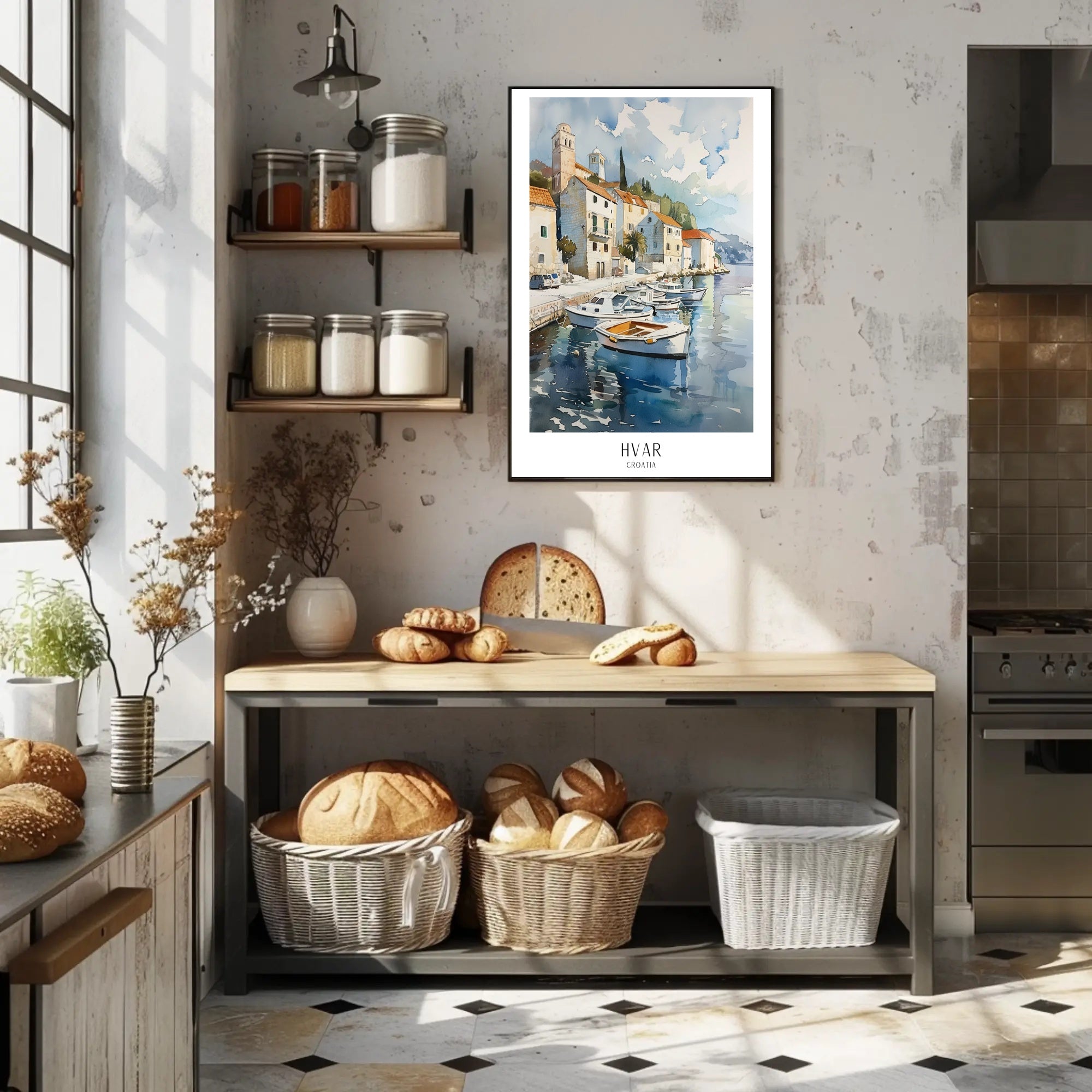 Scenic Harbor View of Hvar Croatia Travel Poster PosterGoat