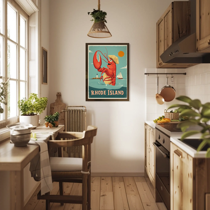 Rhode Island Vintage Poster Lobster Fun