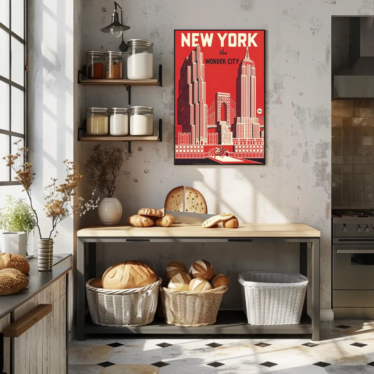 New York City Architecture Poster Vintage Wall Art For NYC