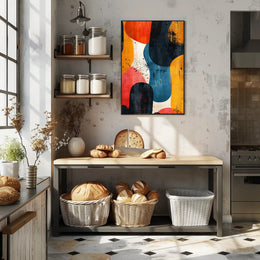 Vibrant Abstract Art with Textured Shapes - Artistic Poster PosterGoat