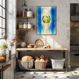 Watercolor Representation of the Guatemalan Flag Poster