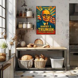 Harry S. Truman 33rd President of the United States Colorful Comic Book Style Poster