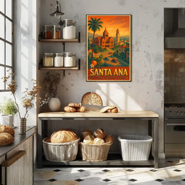 Santa Ana Retro Travel Scene Art Print Travel Poster
