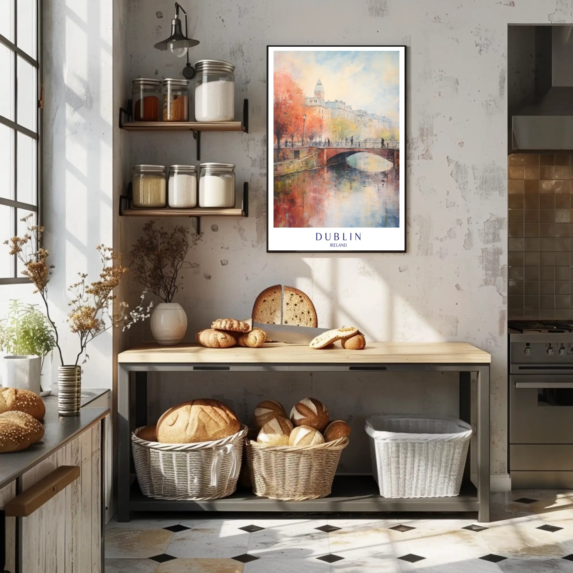 Dublin Autumn Elegance in Painterly Style Urban or Cityscape Poster PosterGoat