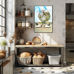 World's Fair Vintage Travel Poster Futuristic Globe Fans
