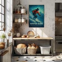 WINTER GLIDE Vintage Alpine Skiing Sports Poster PosterGoat