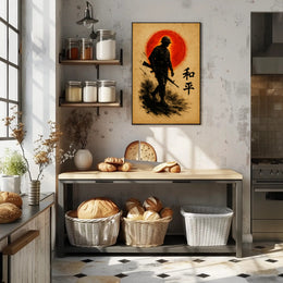 Silhouette Soldier Against Sun: Cultural or Heritage Poster