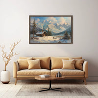 Winter Cabin Retreat: Serene Landscape Art Print