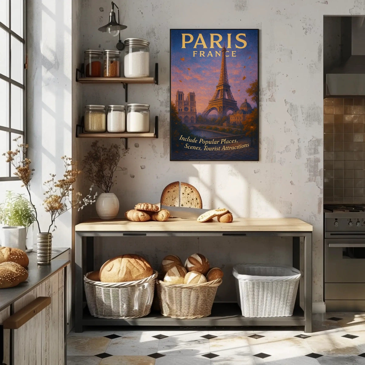 Paris, France Iconic Landmarks Poster