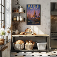 Paris, France Iconic Landmarks Poster