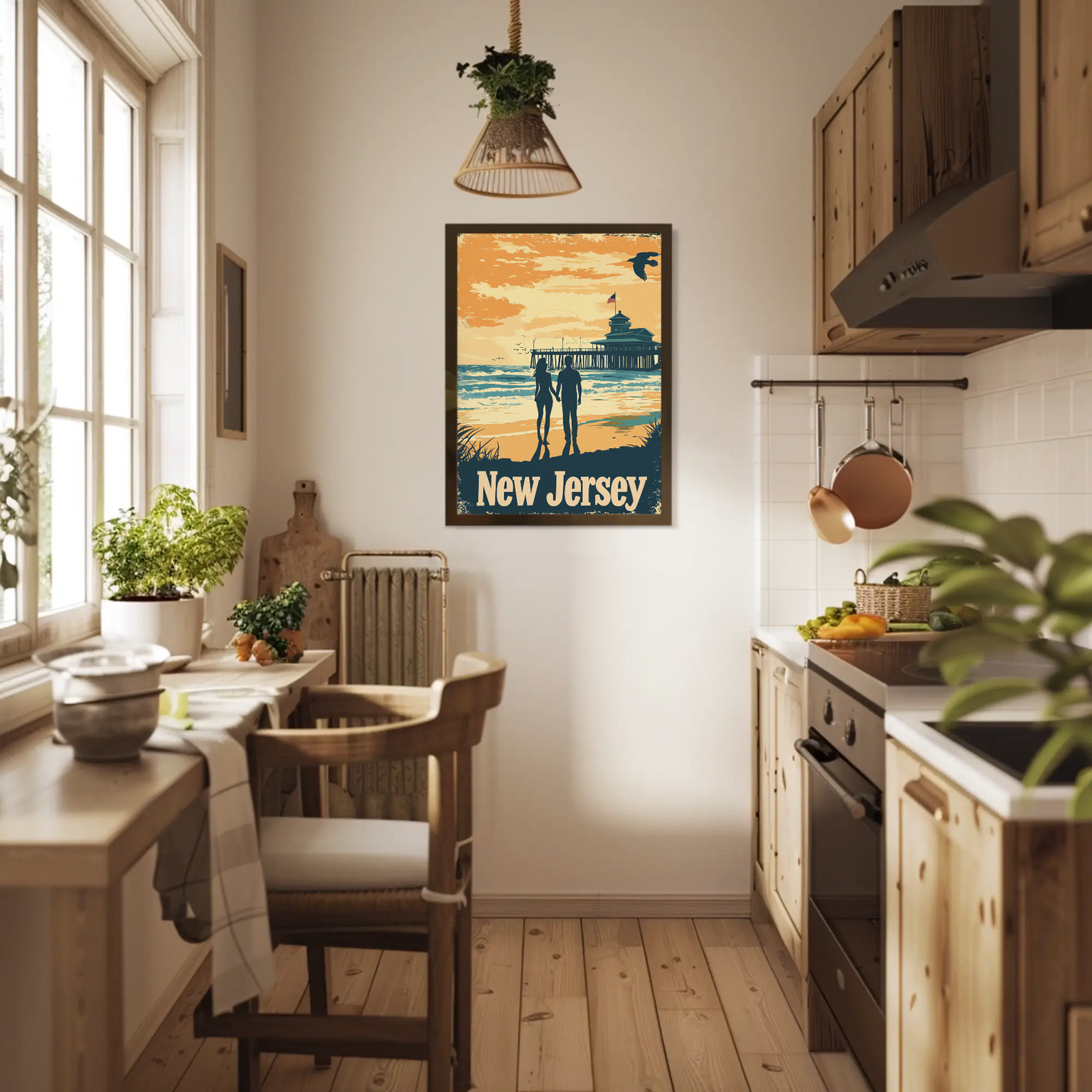 New Jersey Beach Couple Vintage Poster