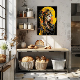 Futuristic Cyberpunk Woman Portrait Art Poster