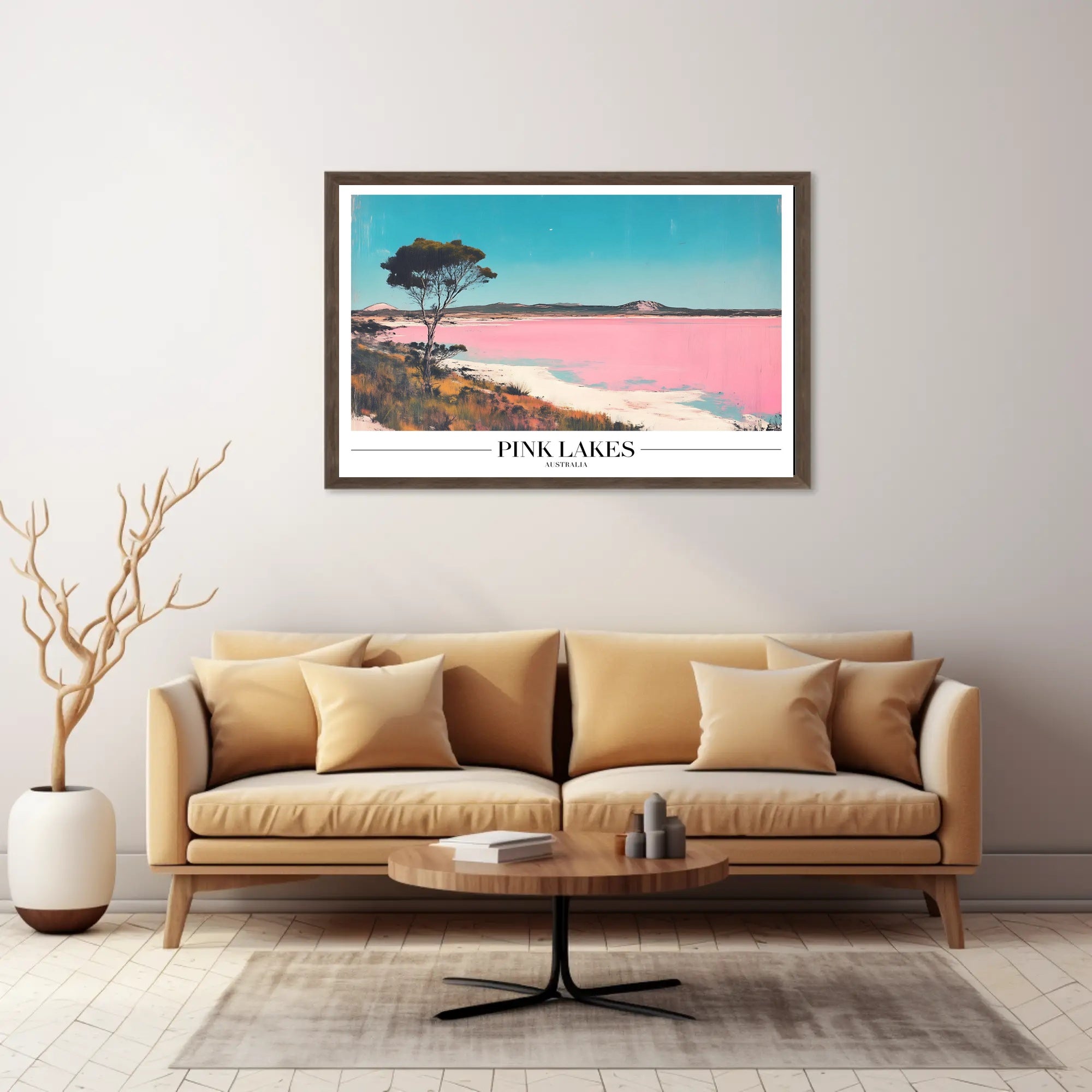 Serene Pink Lakes at Dusk Travel Poster