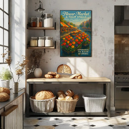 Tulip Market Canal Poster Vibrant Spring Home Decor Lovers