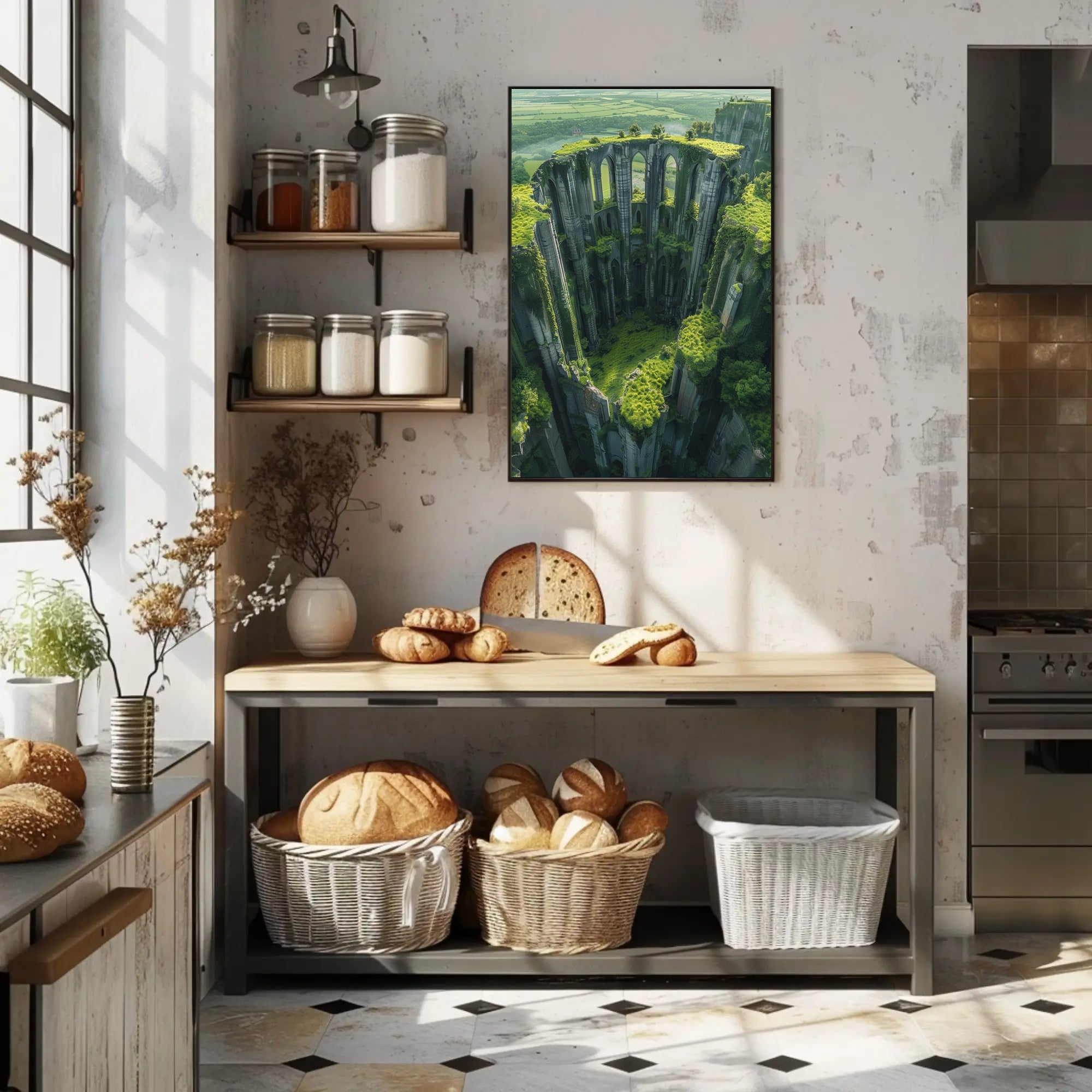 Nature Reclaims Gothic Cathedral Fantasy Art Poster PosterGoat