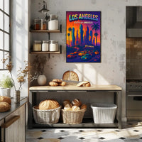 Colorful Los Angeles Skyline Pop Art Urban or Cityscape Poster