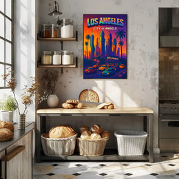 Colorful Los Angeles Skyline Pop Art Urban or Cityscape Poster