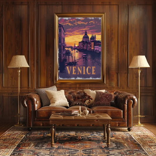 Venice Italy Grand Canal Sunset Travel Poster