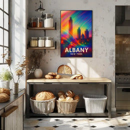 Albany Skyline Abstract Art Poster: Vibrant Cityscape