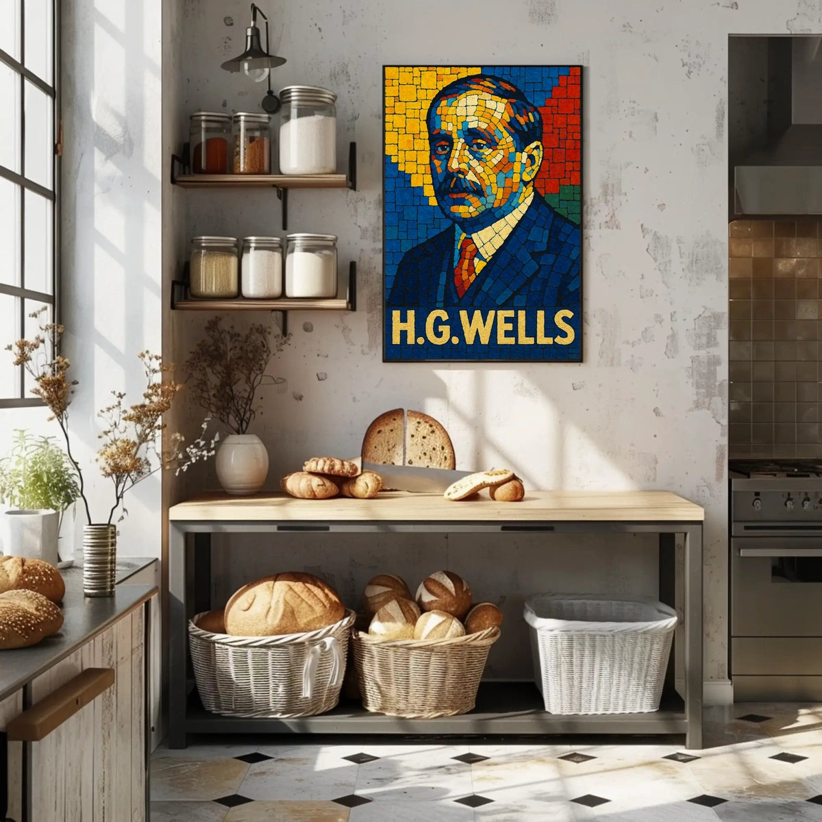 H.G. Wells Mosaic Portrait Poster