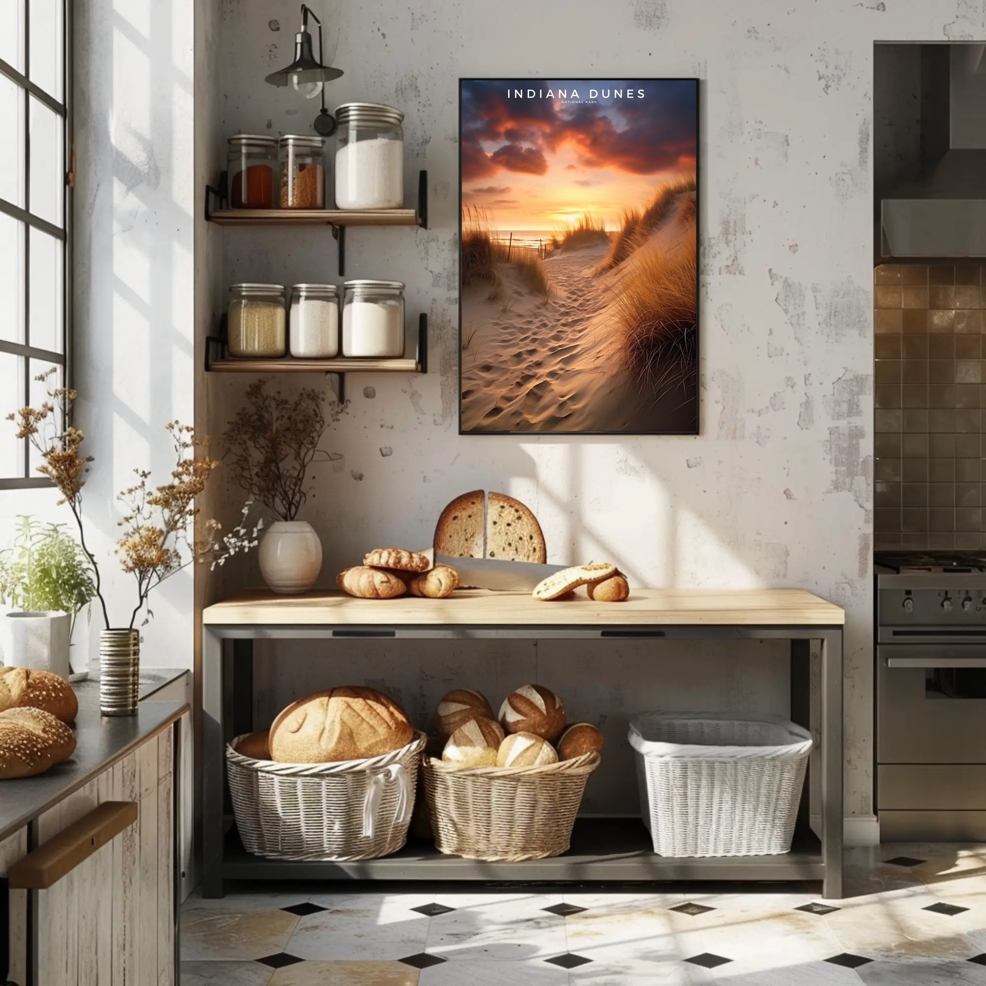 Indiana Dunes Sunset Poster Vintage Travel Wall Art