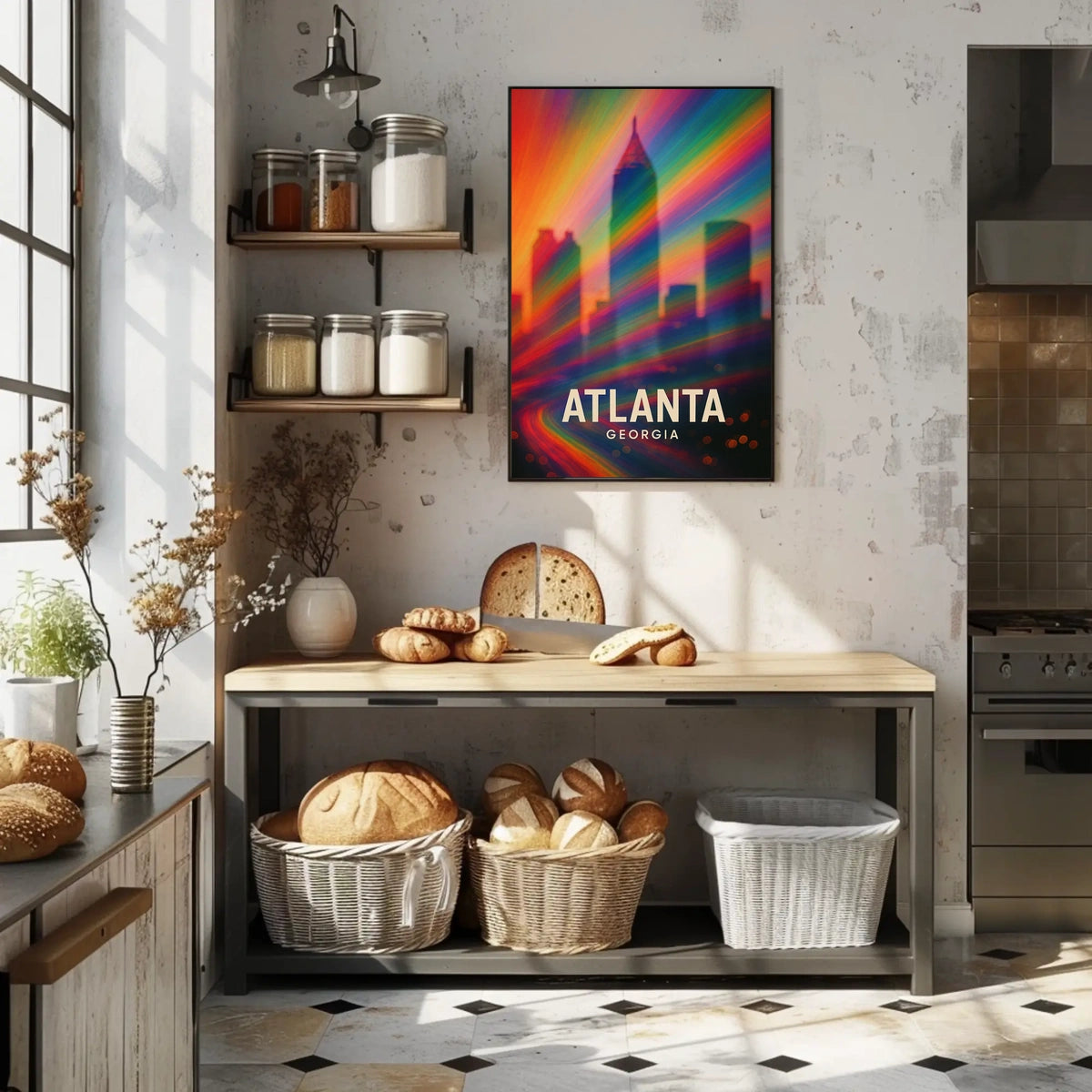 Atlanta Skyline Vibrant Pop Art Poster