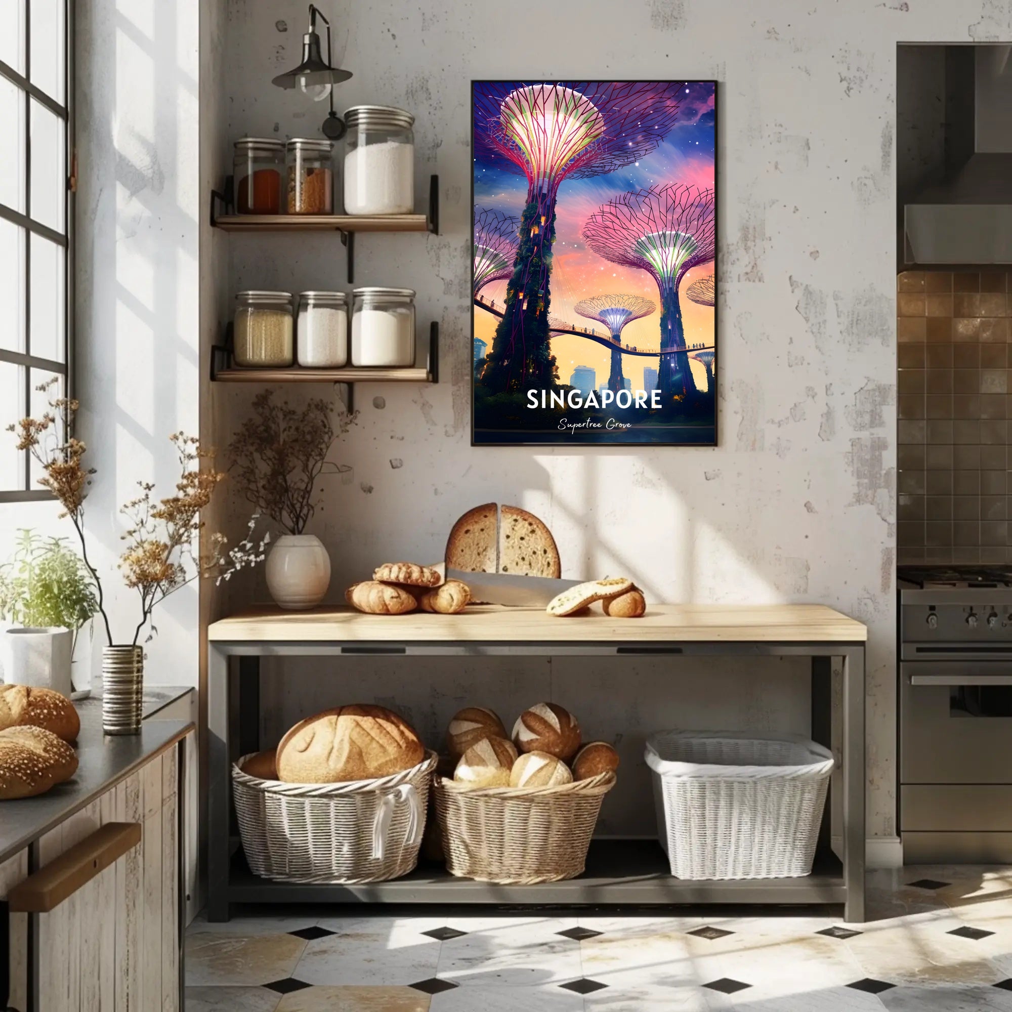 Supertree Grove Sunset in Singapore Urban or Cityscape Poster