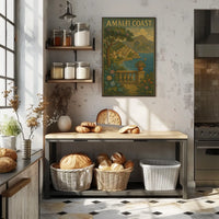 Amalfi Coast Poster Wall Art 18x24 Inches Ocean View