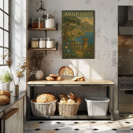 Amalfi Coast Poster Wall Art 18x24 Inches Ocean View