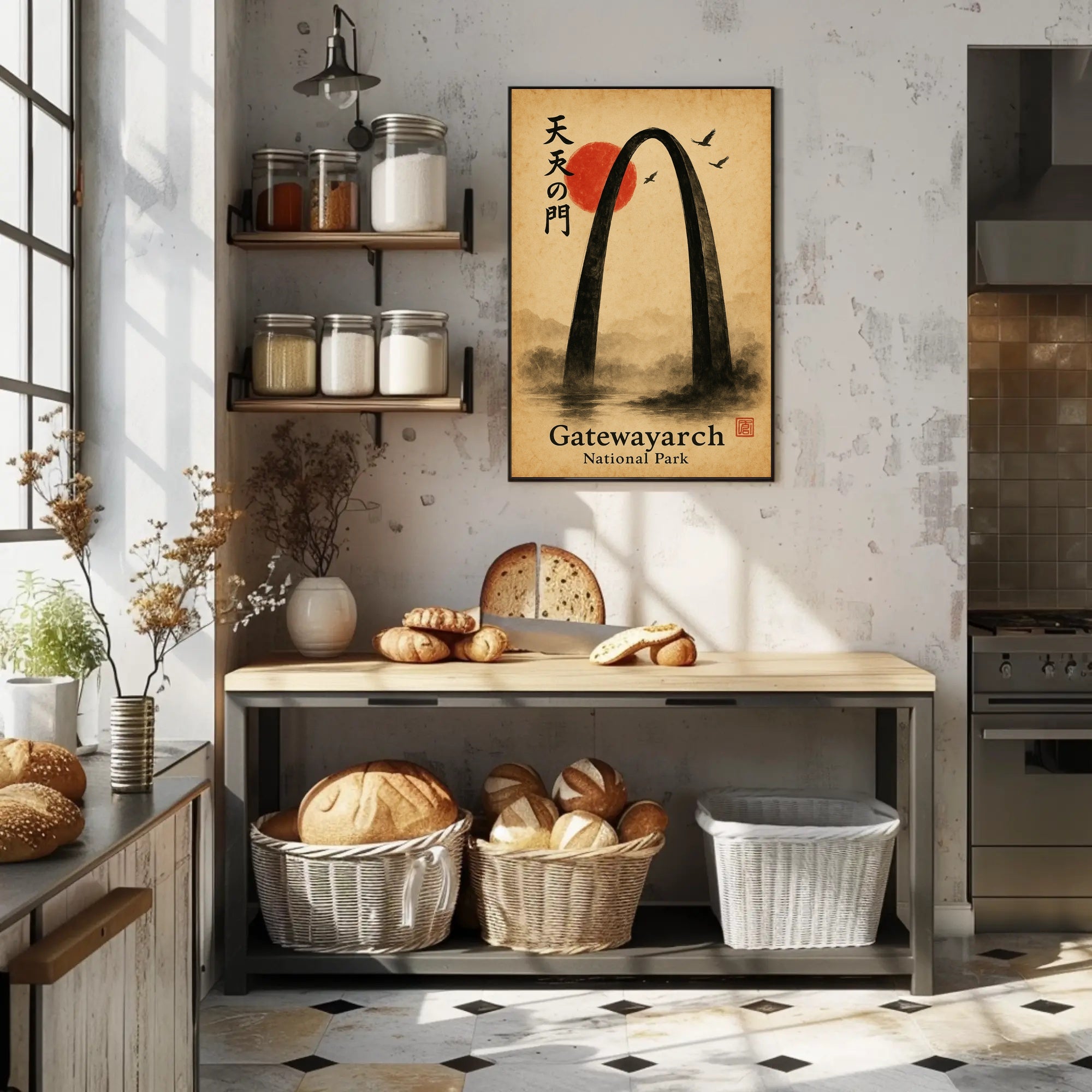 Gateway Arch Ink Wash Cultural or Heritage Poster