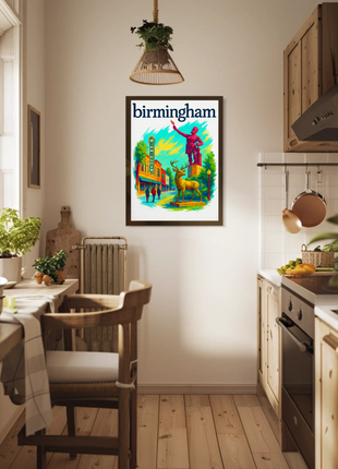 Birmingham Michigan Wall Art Vintage Travel Poster