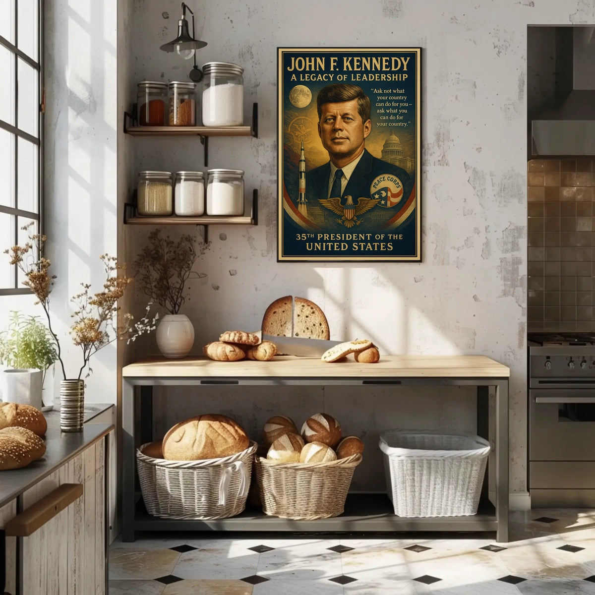 JFK Legacy Patriotic Leadership Vintage Art Poster