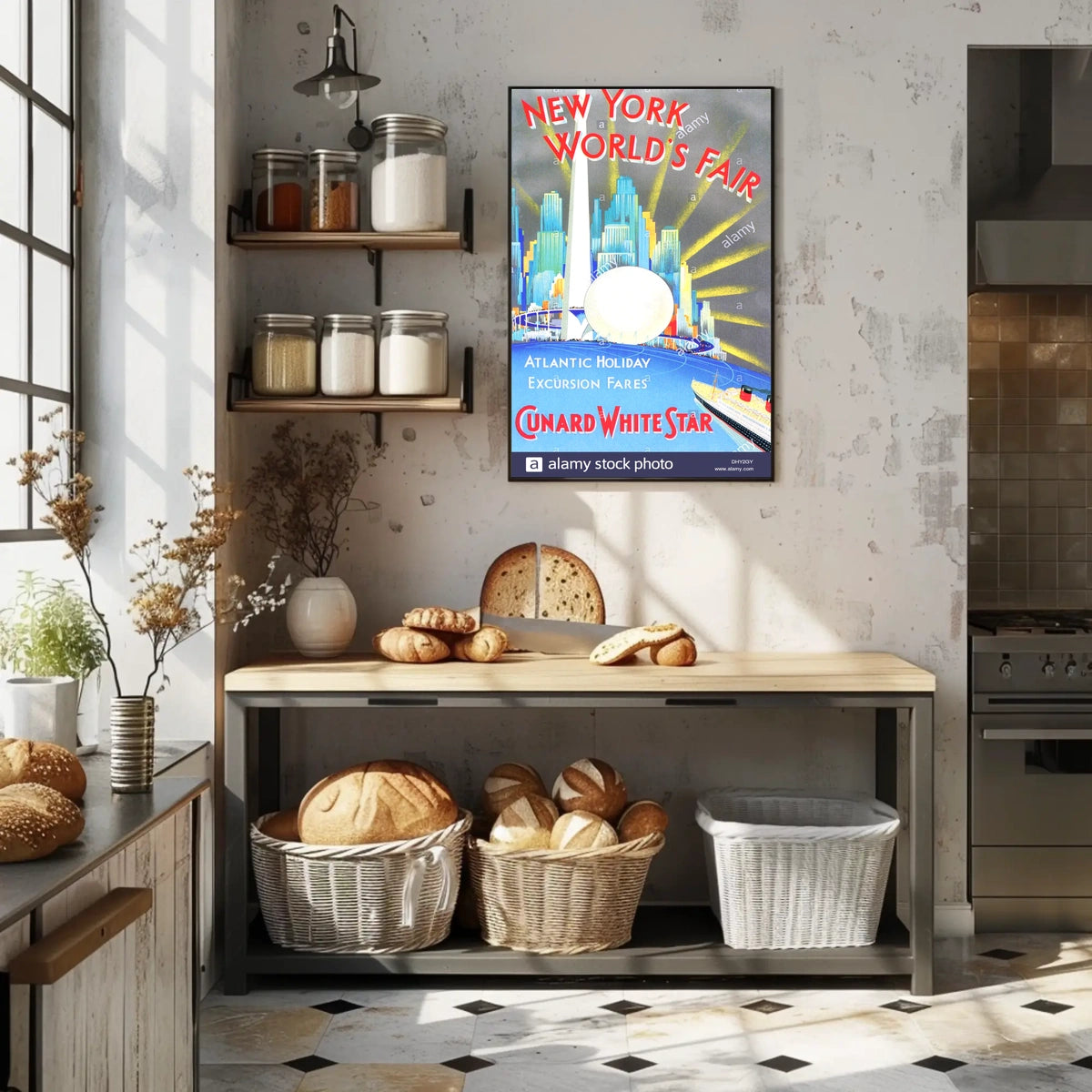 New York Worlds Fair Travel Poster Abstract Wall Art Retro