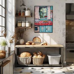 Grandmas Kitchen Scene With Cherry Pie Artwork Poster