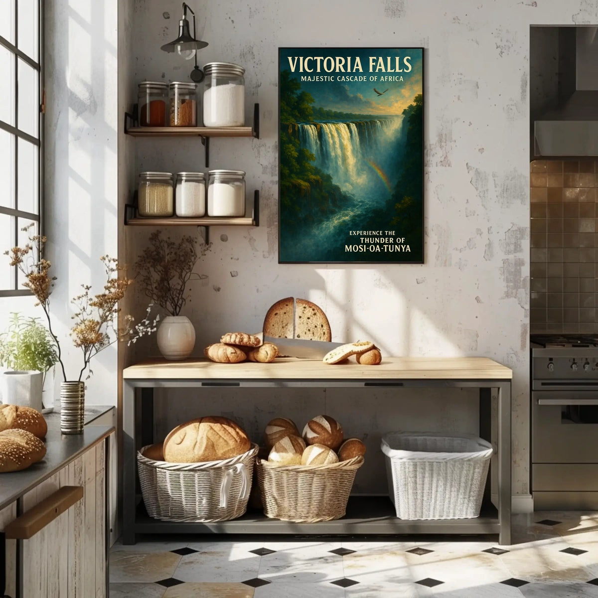 Victoria Falls Waterfall Rainbow Nature Poster