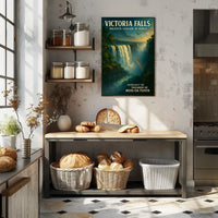 Victoria Falls Waterfall Rainbow Nature Poster