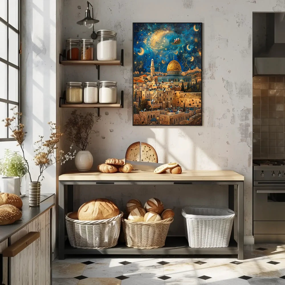 Enchanting Jerusalem Nightscape Holiday Fantasy Poster