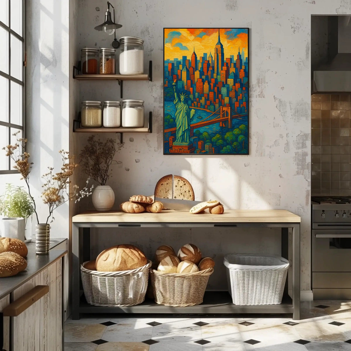New York City Skyline Poster Vibrant Modern Wall Art
