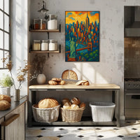 New York City Skyline Poster Vibrant Modern Wall Art