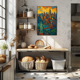 New York City Skyline Poster Vibrant Modern Wall Art