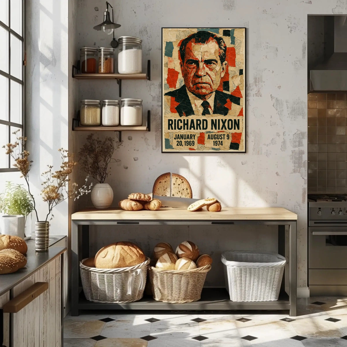 Richard Nixon 37th President of the United States Layered paper Collage Poster