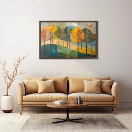 Abstract Seasonal Forest Landscape Geometric Art Poster